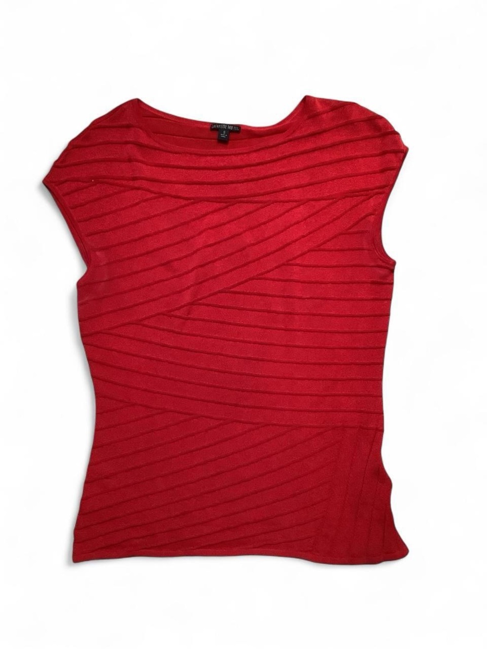 Lafayette 148 New York Red Textured Cap-Sleeve Size Small